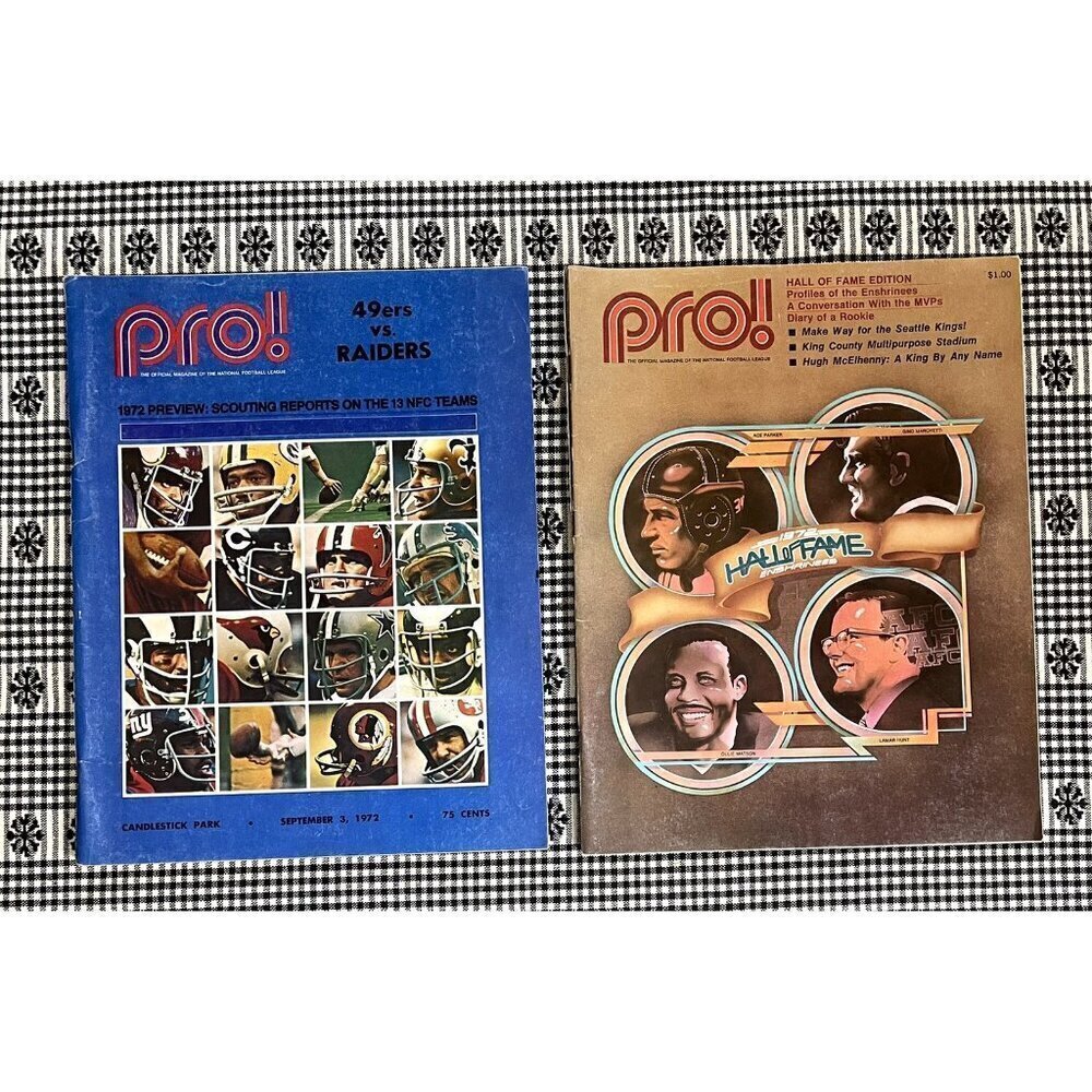 Rare 1972 Pro! Game Programs 49ers vs Raiders & Jets vs Steelers Seattle Kings
